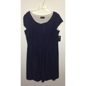 "RN STUDIO Blue Eyelet Lined Dress Size 18